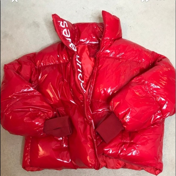 New glossy red puffer bomber